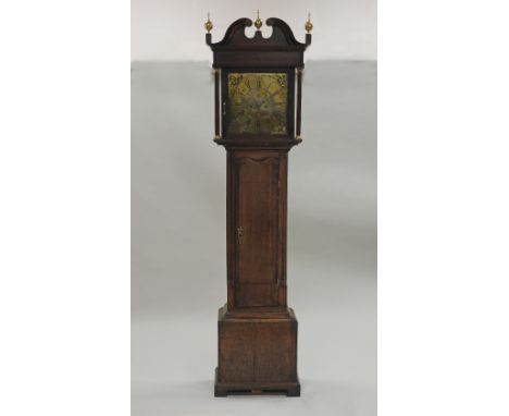 A George III oak eight day longcase clock, the 13½ inch square brass dial signed 'John Smith, Chester', with centred subsidia