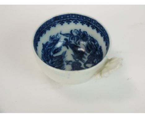 A Caughley wine taster or caddy spoon, circa 1785, transfer-printed in underglaze blue with the Pleasure Boat pattern, unmark