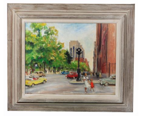 VICTOR MEIRELLES DE LIMA (1832-1903) Figures in a street, New York, signed, oil on canvas, 39 x 49.5cm