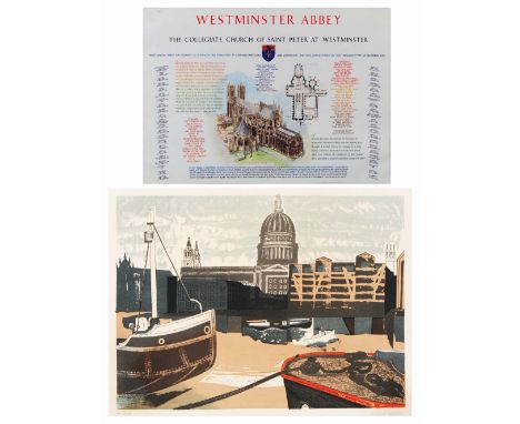 EDWARD BAWDEN 'St Paul's', lithograph in colours, 38 x 50cm; and a colour print - 'An Island on the Thames Near Park Place, O