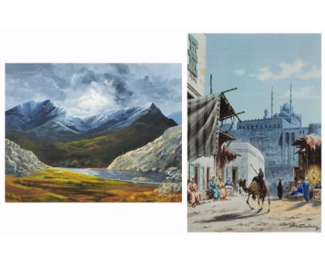 D * VASSILIOU (19TH/20TH CENTURY) An Arabian street, signed, watercolour, 29 x 20cm; and N* R* Boustell - 'Llyn Ogwen', signe