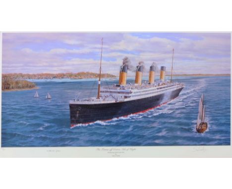 AFTER SIMON FISHER 'The Titanic off Cowes, Isle of Wight', print in colours, signed in pencil to the margin and numbered 188/