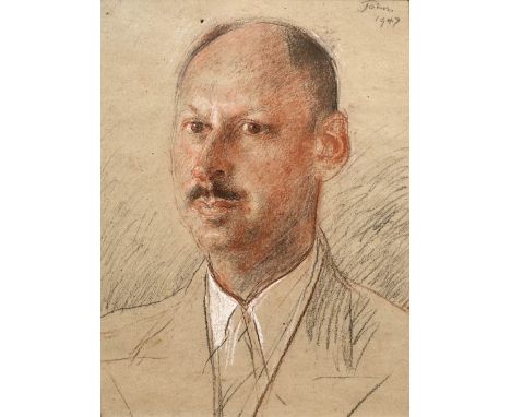 AUGUSTUS JOHN (1878-1961) Head and shoulders portrait of a gentleman, signed and dated 1947, coloured chalks, 46 x 34cm
