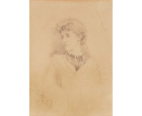 SIR JOHN EVERETT MILLAIS (1829-1896) Bust length portrait of a lady, possibly Louise Jopling, signed with monogram and dated 