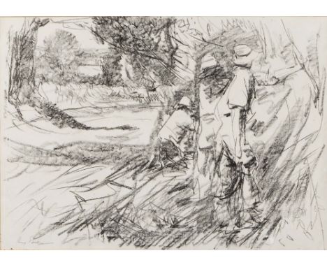 HARRY BECKER (1865-1928) The Hedgecutters, signed in pencil, lithograph, 37 x 54cm
