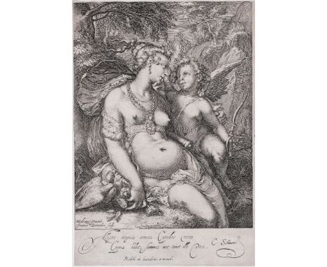 Hendrick Goltzius, Jan Saenredam - Venus and Cupid - 1595  /  Description:  Venus and Cupid; Venus, three-quarter length, sit