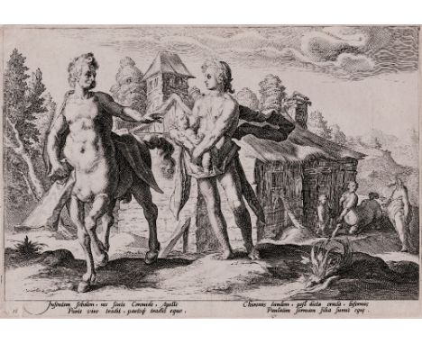Hendrik Goltzius - Apollo And the Centaur Chiron - 1590  /  Description:  Print from the second series of scenes from the Met