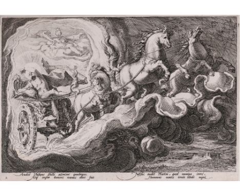 Hendrik Goltzius - Phaeton in his Charriot - 1590  /  Description:  Print from the second series of scenes from the Metamorph