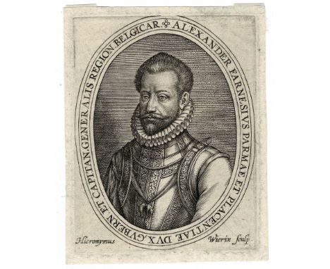 Hieronymus Wierix, Portrait of Alexander Farnese  /  Description:  Portrait of Alexander Farnese, engraving made by Hieronymu