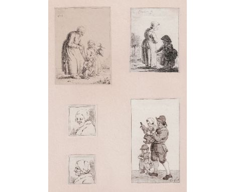 Christina Chalon (1748-1808) - Five etchings - Female a arti  /  Description:  Five lovely etchings by this rare female artis