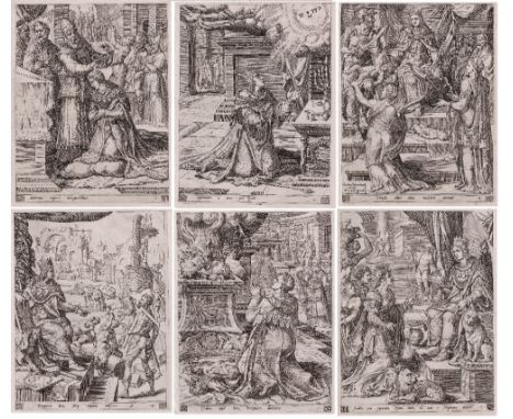 Pieter van der Heyden Attr - Story of Solomon, 1st state by Cock - 1554  /  Description:  A first state of this set rare in a
