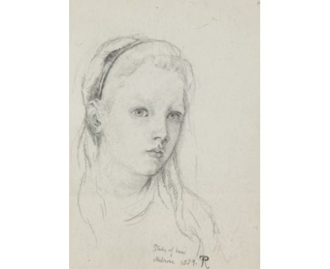 Phoebe Anna Traquair HRSA (1852-1936)'Study of head' portrait of Hildasigned with monogram, inscribed and dated 'Study of hea