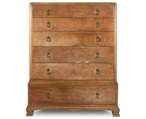 An early 20th century walnut and burr-walnut chest-on-chestby Whytock and ReidThe caddy top above five graduated, cross-bande
