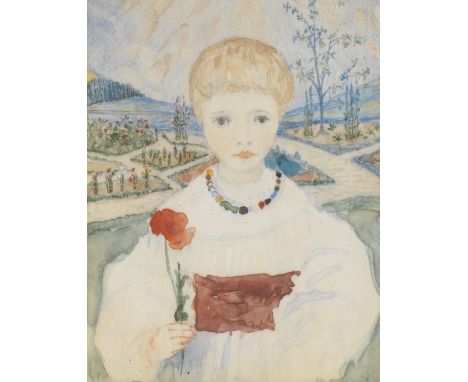 Phoebe Anna Traquair HRSA (1852-1936)Portrait miniature of Hilda Traquair, age five years signed and inscribed 'Hilda Traquai