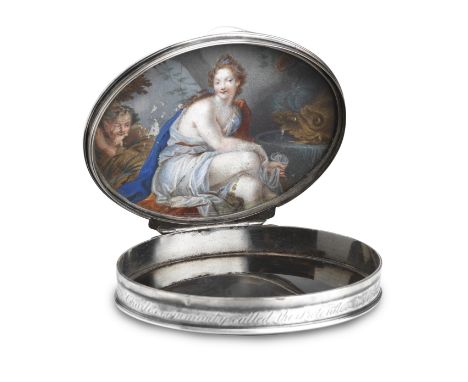 Prince Charles Edward Stuart a presentation silver and tortoiseshell snuff box,Of shallow oval form, the body of the box engr