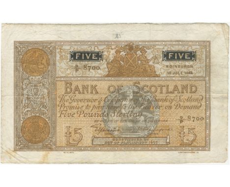 Bank of Scotland,£10, 26 September 1963, 6/C 2349, Bilsland-Watson signatures (PMS BA 108c; Pick 93c). Very fine to good very