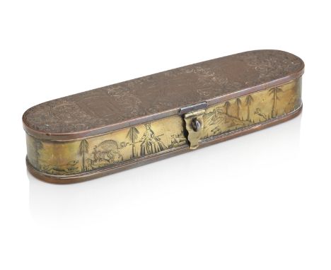 Of MacDuff interest: An 18th Century Dutch brass and copper engraved tobacco boxOf ovoid form, the lid engraved with the Engl