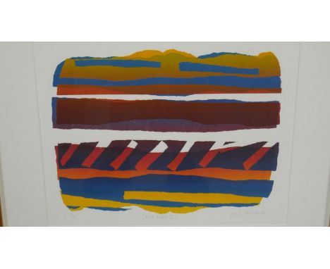 Gail Altschuler (b.1957). A framed and glazed coloured screen print titled "First Light" signed and titled, edition 1/12. H.5