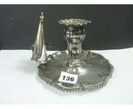 E.p. chamber candlestick of mid 18th century style.