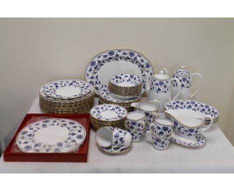 Spode "Blue Colonel" pattern part dinner service comprising, ashet, three oval dishes, thirteen dinner plates, fourteen side 