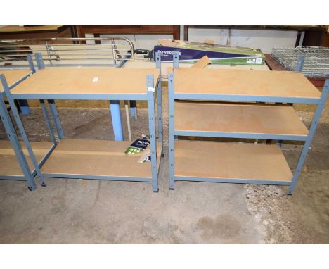 Two metal framed shelf units