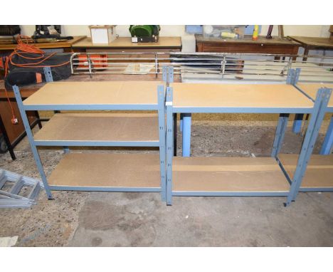Two metal framed shelf units