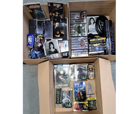 Mixed fantasy TV &amp; Film group including: N2 Toys The Matrix action figures x three; videos/DVD'S (X Files/Star Trek/Killb
