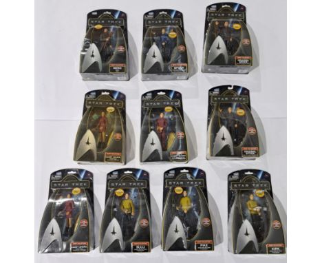 Playmates Star Trek Warp Collection figures x 10 including: (1) Spock; (2) Sulu; (3) Pike; (4) Kirk; (5-6) Original Spock; (7