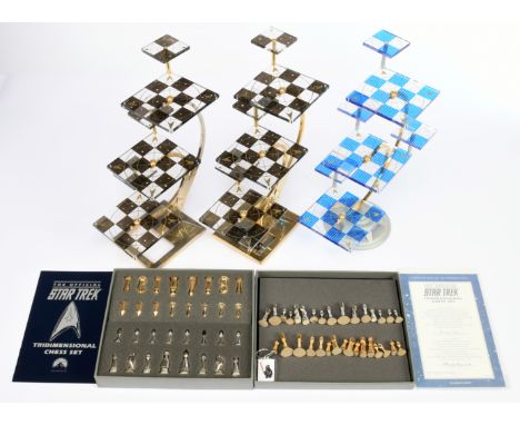 Franklin Mint Star Trek Tridimensional Chess Set - with box, paperwork, extra boards and spare pieces. Condition good to good