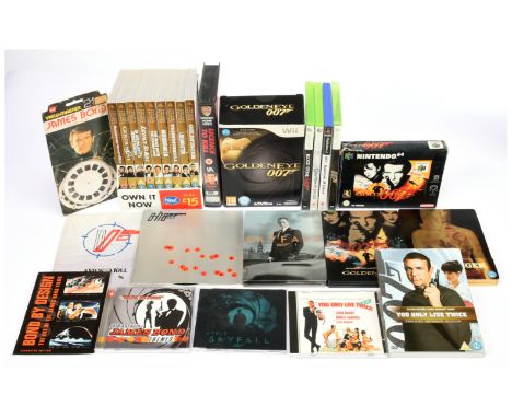 Assortment of James Bond video games / DVD / Blue Ray (Steel books) in mixed media lot. Including Nintendo 64 Goldeneye, Wii 