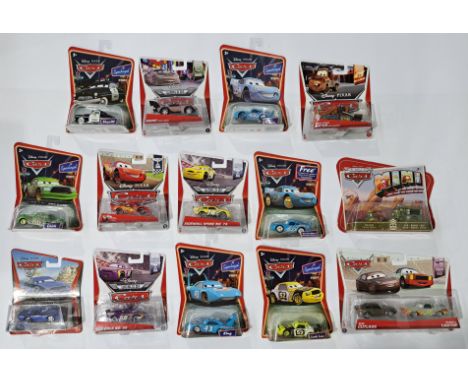Mattel Disney Pixar Cars group including: (1) Boost with Flames; (2) Bob Cutlass &amp; Darrell Cartrip; (3) Dinoco McQueen; (