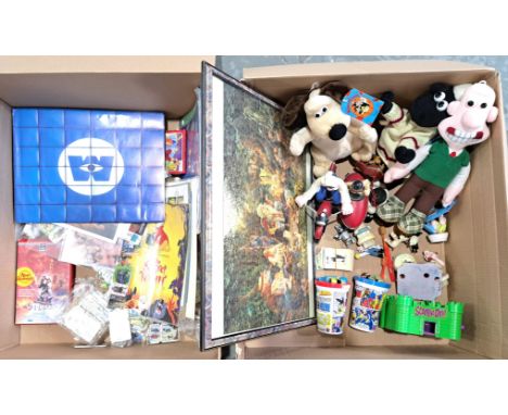 Mixed TV &amp; Film Group including: Wallace and Gromit plush toys and figures, Disney prints and leaflets, Winnie the Pooh t