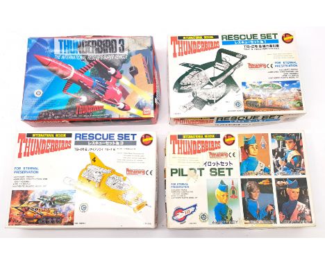 Bandai, IMAI, Thunderbirds International Rescue model kit set group Including: Thunderbird 3 Space Rocket The International R