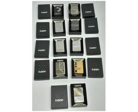 Zippo James Bond windproof Lighters selection x9 in presentation boxes. Condition good to excellent