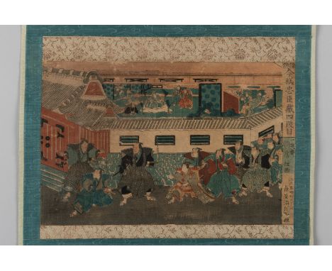 A WOODBLOCK PRINT OF A SCENE FROM THE AKŌ INCIDENTJapan, 19th centuryThe multi-colored woodblock painting (nishiki-e), with a