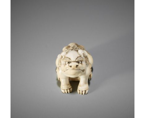 Ɏ A FINE IVORY NETSUKE OF A SHISHI, ATTRIBUTED TO RENSAIAttributed to Ishikawa Rensai, unsignedJapan, Asakusa, Tokyo, second 