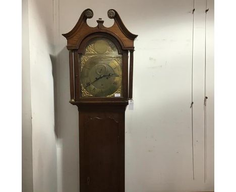 A George III Scottish oak cased longcase clock, Norman Macpherson, Edinburgh, the arched brass dial, signed in the arch, the 