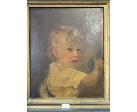 20thc School, Portrait of a Young Boy, signed lower left (possibly Ch. Levy), oil on canvas, framed (45cm 37cm)