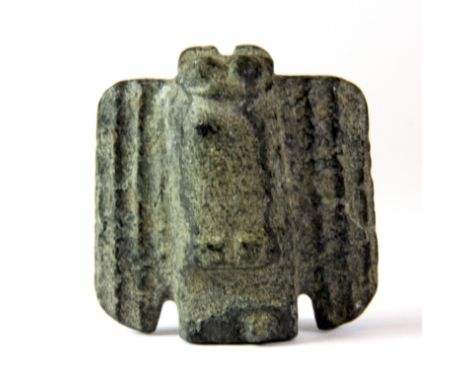 An unusual Japanese carved hardstone netsuke of an owl, H. 5.5cm.