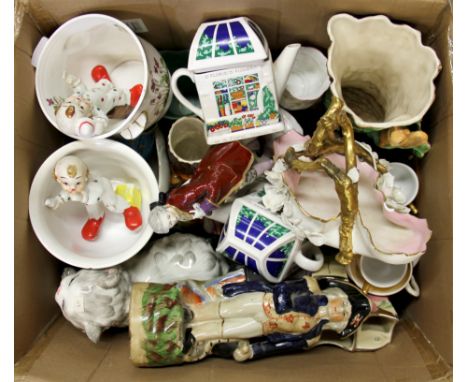 A quantity of mixed ceramic items with a briefcase of ephemera.