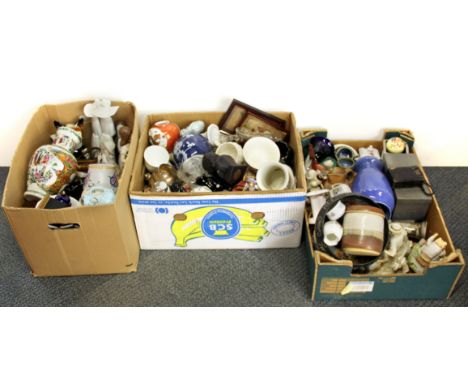 Three large boxes of mixed ceramic items etc.
