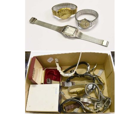 A Selection of Wristwatches, consisting of, digital quartz wristwatches by Casio, two Seiko alarm quartz chronographs, one Se