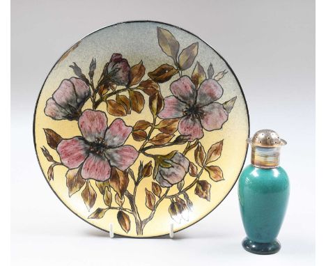 Christopher Dresser (Scottish, 1834-1904) for Linthorpe Pottery: A Dish, painted with flowers, impressed marks, 20cm diameter