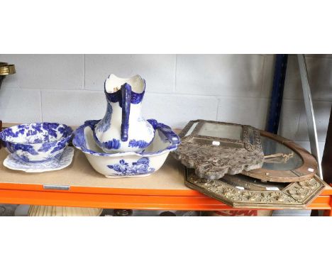Three Mirrors, blue and white jug and basin