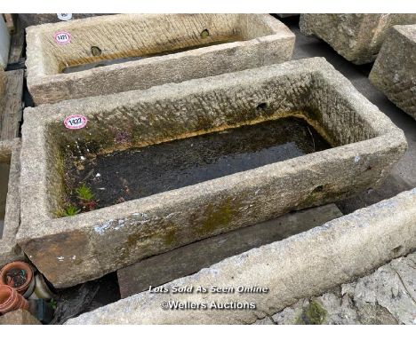 *A LARGE GRITSTONE QUARRY TROUGH, 45CM (H) X 170CM (L) X 76CM (W)
