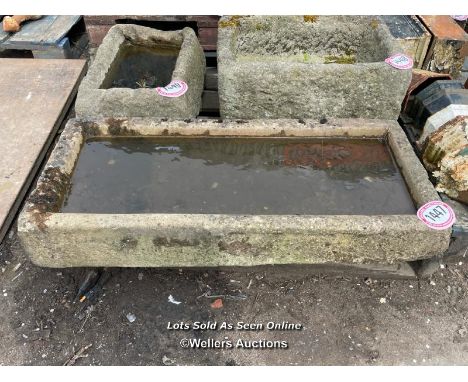 *A LONG GRITSTONE TROUGH, 15CM (H) X 105CM (L) X 48CM (D)