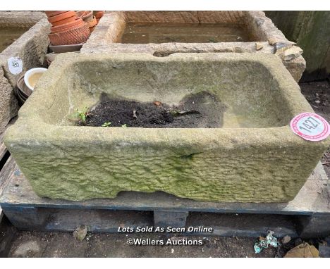 *A YORK STONE TROUGH, 26CM (H) X 75CM (L) X 44CM (W)