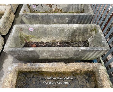 *A LARGE CONCRETE FARM TROUGH, 57CM (H) X 200CM (L) X 74CM (W)