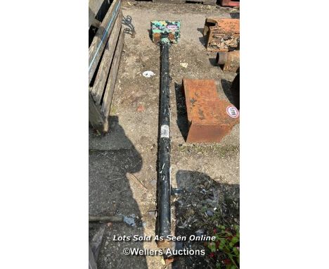 *A CAST IRON DRAINAGE HOPPER AND PIPE, HOPPER 30CM (W) X PIPE APPROX. 175CM (L)