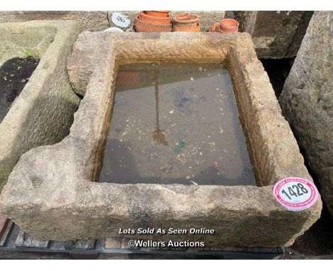 *A SANDSTONE TROUGH, 22CM (H) X 85CM (L) X 76CM (W)
